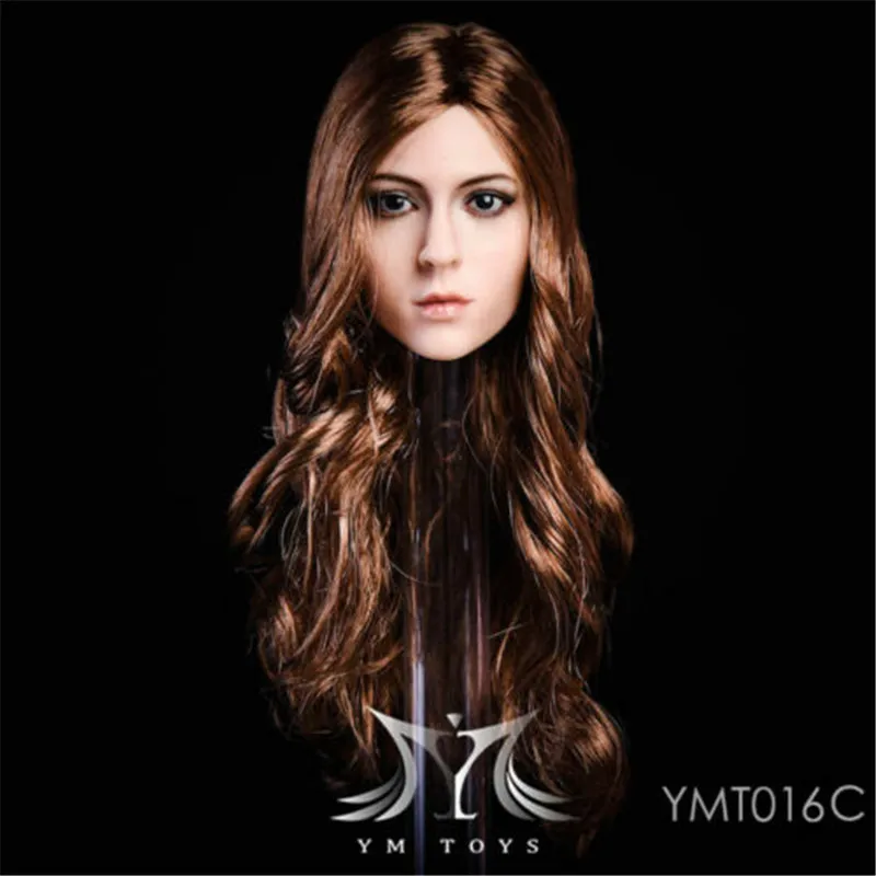 1/6 шкала ymttoys ymt016cженская Красота Девушка голова лепить с длинными коричневыми локонами волосы