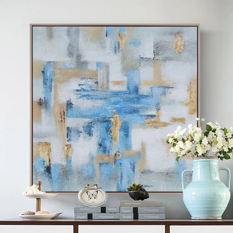 

Гостиная картины у входа светильник роскошный Ресторан фон Mu Ручная роспись Современная декоративная картина абстрактная живопись