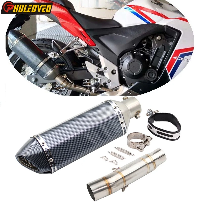 For Honda CBR300R 2014-2022 CB300F 2015-2021 Motorcycle Exhaust Muffler Middle Link Pipe Muffler Escape Silencer Connect Pipe