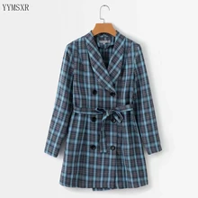 Women's mid-length plaid blazer jacket feminine Fall Fashion Slim Double-Breasted Women's Jacket Coat 2020 new women's clothing Women's mid-length plaid blazer jacket feminine Fall Fashion Slim Double-Breasted Women's Jacket Coat 2020 new women's clothing