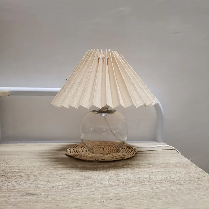 

Vintage Rattan Lamp Table Korean Table Lamps for Bedroom Lamp Living Room Light Home Deco Creative Ins Popular Lamp with E2