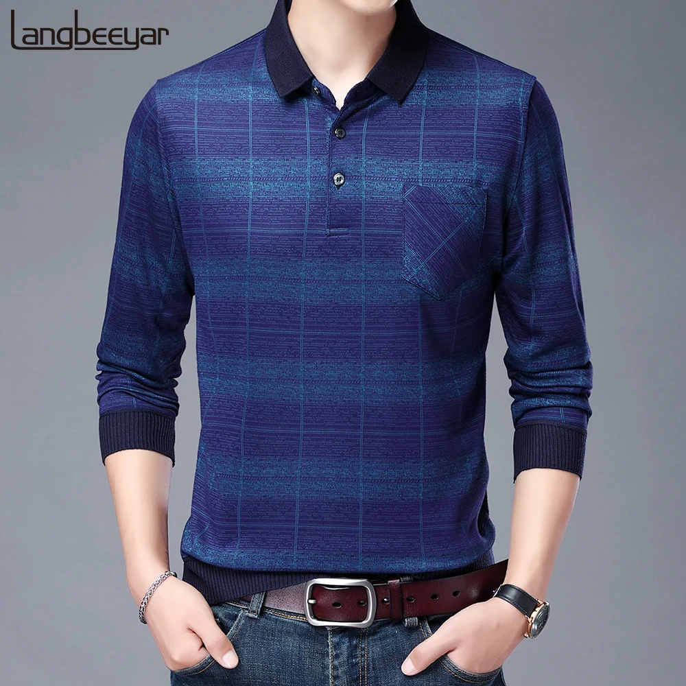 

High Quality Brand Designer Plaid Polo Shirt Men 2020 Spandex Turn Down Collar Casual Long Sleeve Tops Korean Fashion Clothing