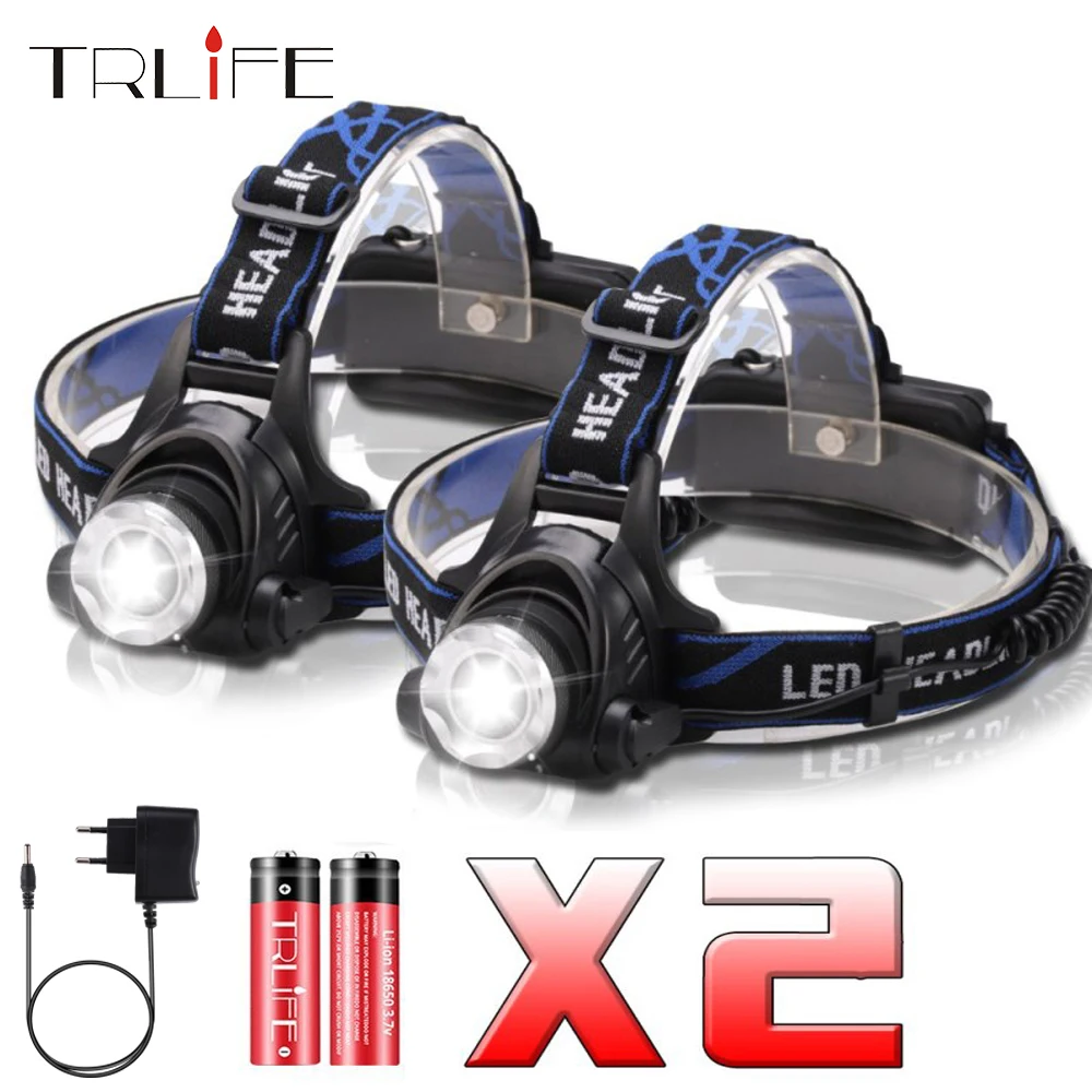 

8000 Lumens Zoomable Waterproof LED Head lamp flshlight With Battery Sets, Hands-Free Headlight Torch Lamp for Hunting/Camping