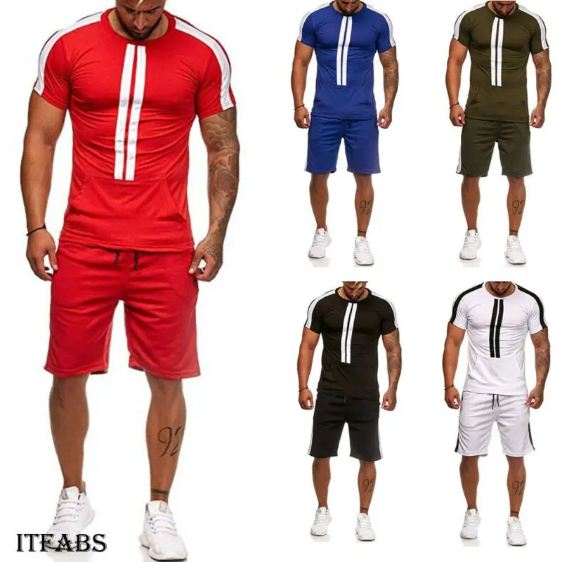 HOT Mens Casual Sport Suit T-shirt Top Bottom Sport Suit Sets Sportswear Two Piece Set All Cotton Thin Full TrackSuit Men's Set HOT Mens Casual Sport Suit T-shirt Top Bottom Sport Suit Sets Sportswear Two Piece Set All Cotton Thin Full TrackSuit Men's Set