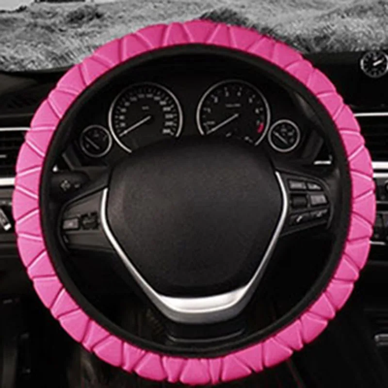 

Luxury Auto Car Steering Wheel Cover For Four Seasons Pink Anti-skid Decor