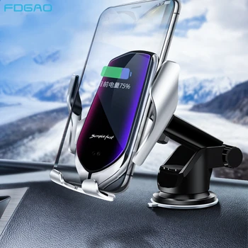 

10W Qi Car Wireless Charger Stand Automatic Clamping Smart Infrared Sensor GPS Mobile Phone Holder Bracket For iPhone Samsung