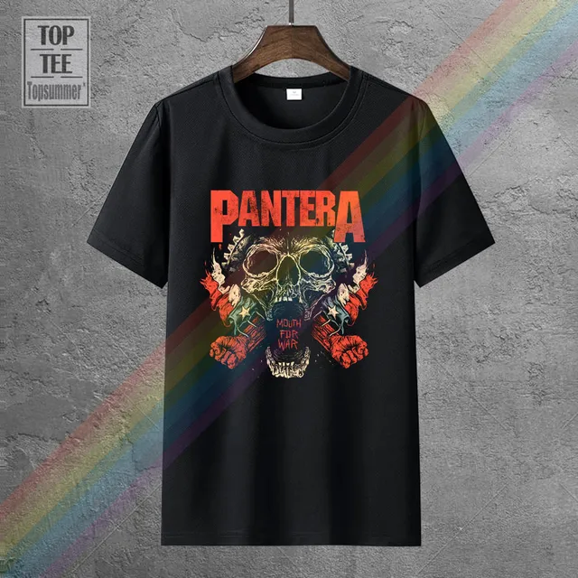 Pantera T Shirt Black Graphic Print Heavy Groove Metal Rock Band Tees 1-A-179 O-Neck Hipster T Shirts 0162147-Black
