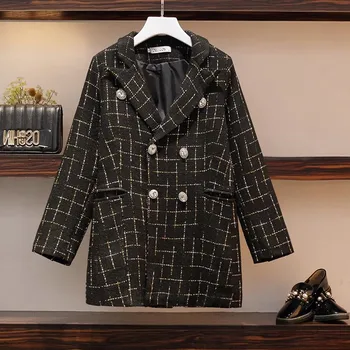 

2020 Autumn Winter Plus Size Women's Suit Jacket Black Long Sleeve Spring Blazer Coats Girls Tops XA431