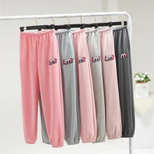 Зимние женские длинные штаны для сна, домашние штаны, женские толстые пижамы, штаны для сна