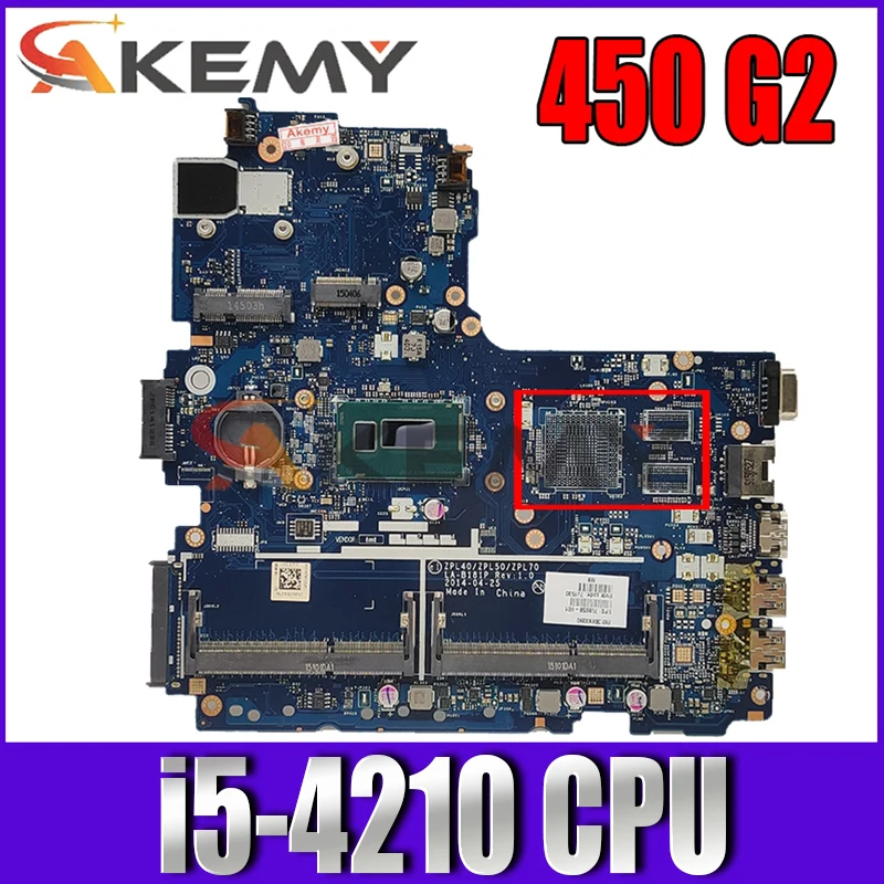 Для HP 450 G2 Материнская плата ноутбука ZPL40/ZPL50/ZPL70 LA-B181P 768058-601 с SR1EF i5-4210 Процессор мб