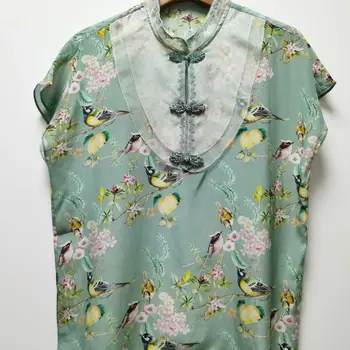 

Mulberry silk silk crepe DE chine nail bead button collar shirt with short sleeves S M L XL not refund don't change