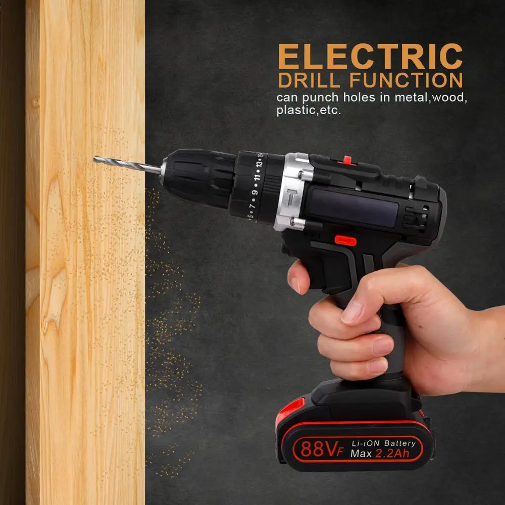 

Handheld Drill Multi-function Cordless Drill Power Tools 21V Electric Screwdriver Lithium Battery Rechargeable 2 Battery