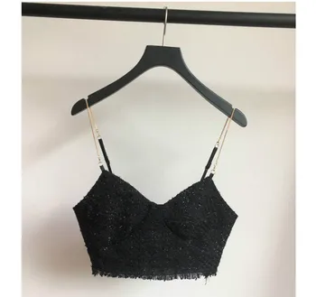 

Women Chain Black Suspender Bra Bottoming Top A2