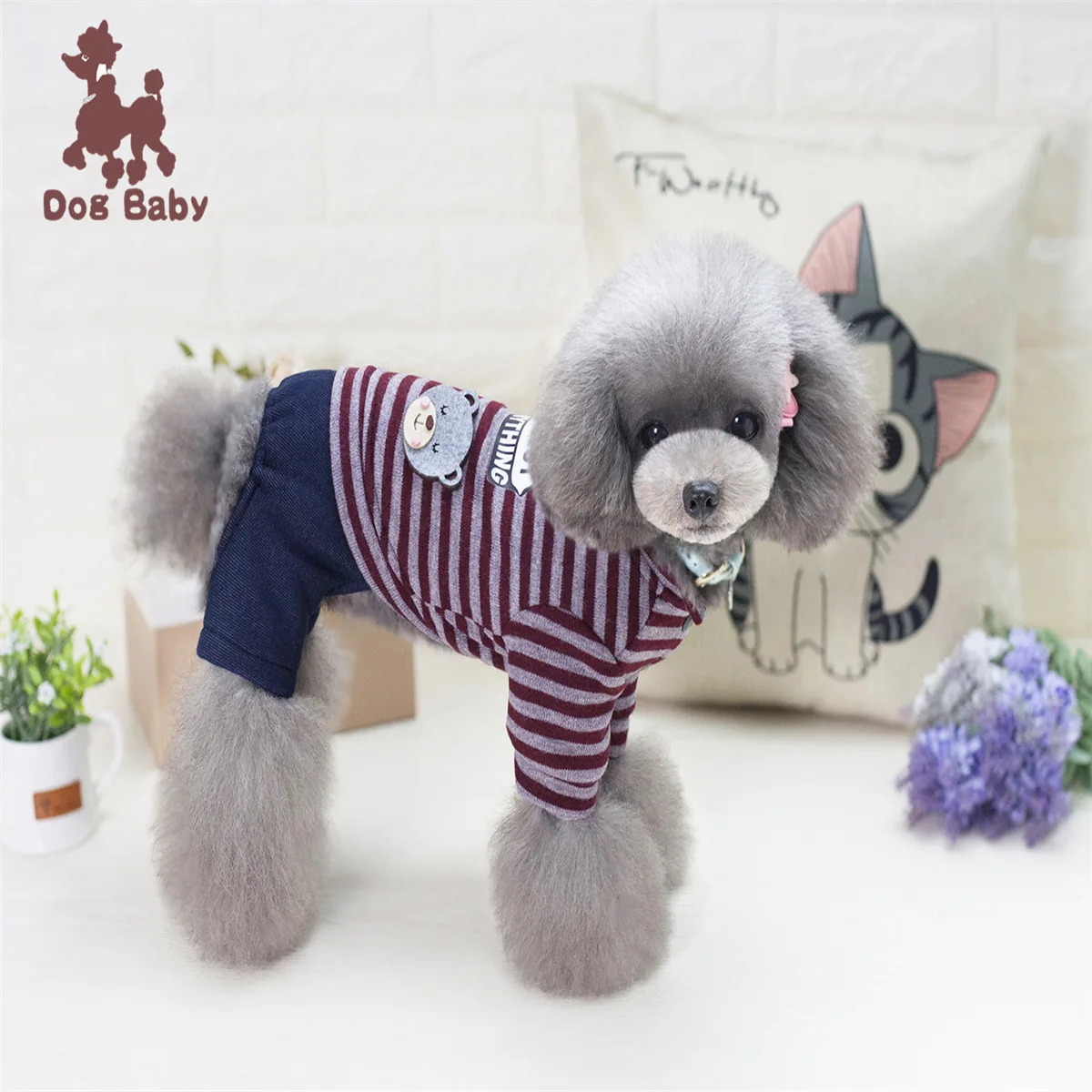 Dogbaby для домашних животных, одежда для собак, одежда для домашних животных одежда на осень и зиму Толстая медведь очаровательные медвежьи в полоску четыре ноги одежда на Хлопчатобумажной Подкладке
