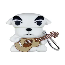 Case for AirPods Cute Cover Silicone Bluetooth Earphone Protective Case for Apple Air Pods 1 2 with Keychain Guitar Puppy Animal