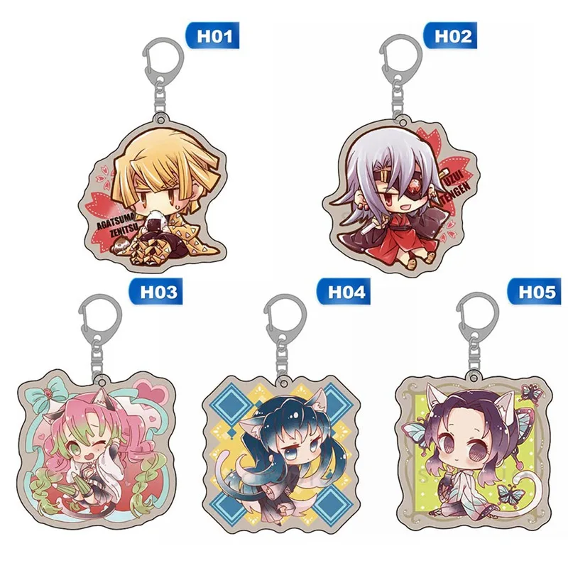 

Lovely Transparent Keychains Demon Slayer:Kimetsu No Yaiba Acrylic Keychain Cosplay Anime Pendant Keyring Key Chains