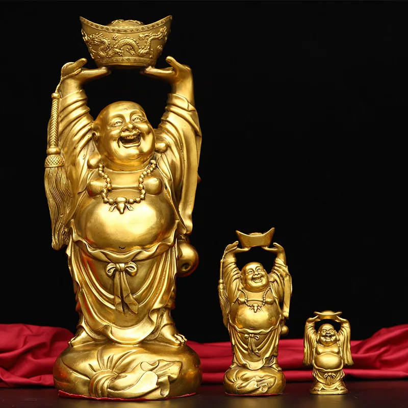 Светсветильник йся медный Бог богатства Майтрея, Будда на удачу, для новоселья, начинается бизнес, фигурка в форме туфли, золотой слиток, украшение, подарок