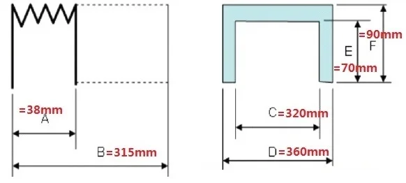 Типа «гармошка» кожух cnc, 360 мм x 90 мм x 315 мм
