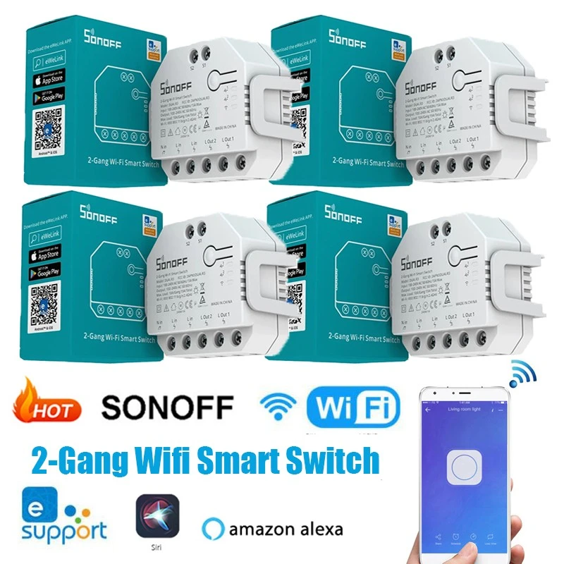 SONOFF DUAL R3 2 Gang Dual Relay Module DIY MINI Smart Switch Power Metering Control via eWeLink Alexa Google Smart Home