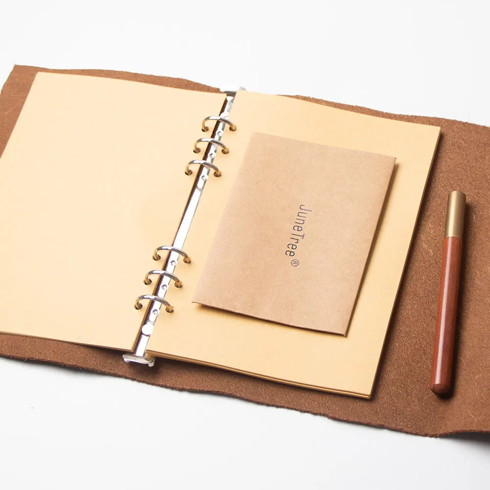Junetree Caderno Vintage Viajantes Couro Legítimo Diário Artigos de Papelaria Material de Escritório - Imagem 3