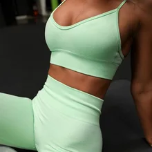 Solid Color Casual Sets For Women Skinny Outfits Two Piece Set Fitness Gym Sports Suits Running Suits Cropped Top Leggings Sets