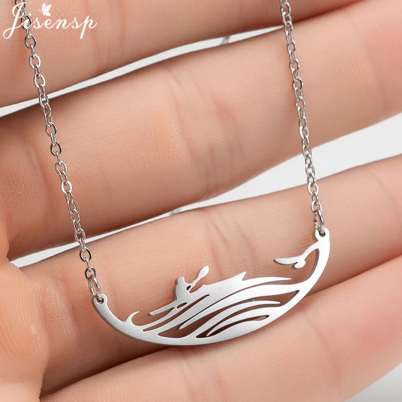 jisensp New Design Simple Necklace for Women Sport Kayaking Pendant Stainless Steel Jewelry Surfing Boating Collares | Украшения и