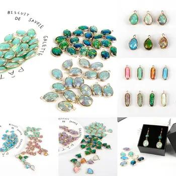 

2pcs Colorful Oval Fan-shaped Resin Copper Plated Base Charms Pendant For DIY Earring Bracelet Craft Jewelry Making Accessories