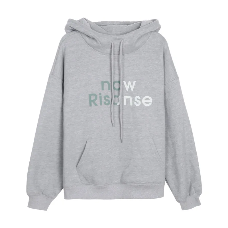 Streetwear Print Hoodies Sweatshirts Women Casual Cotton Blend Japanese Style New Stylish Women Winter Jacket Slim Hooded - Цвет: gray
