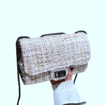 

New Trend Women Handbag Square Package Fashion Shoulder Bag Woman Beige