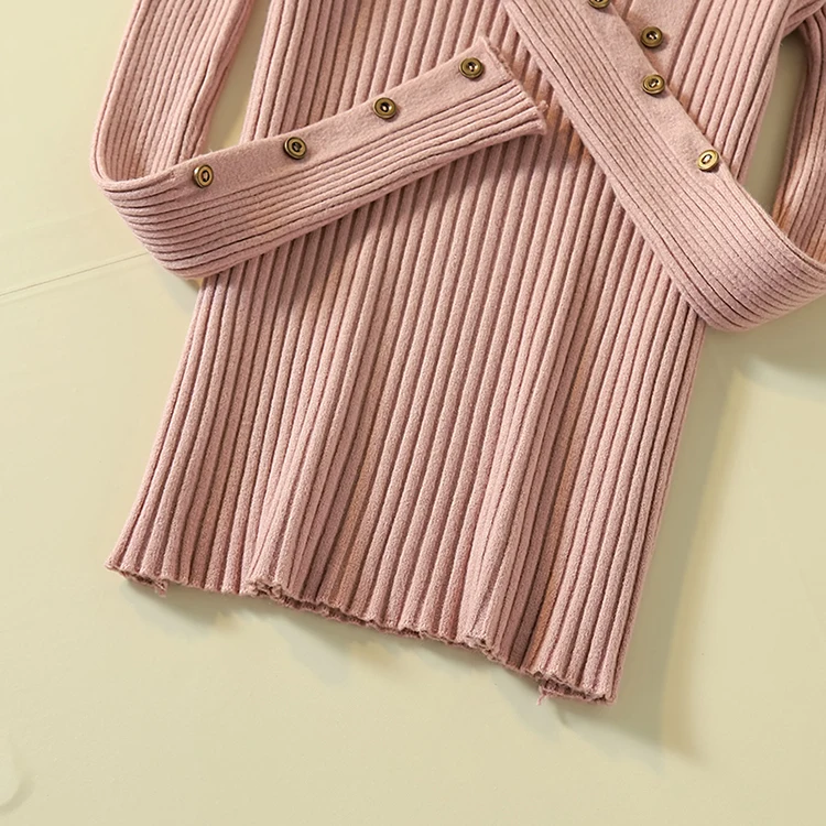 Новая мода кнопка водолазка свитер женский весна осень однотонный вязаный пуловер женский тонкий мягкий джемпер свитер женский вязаный Топ