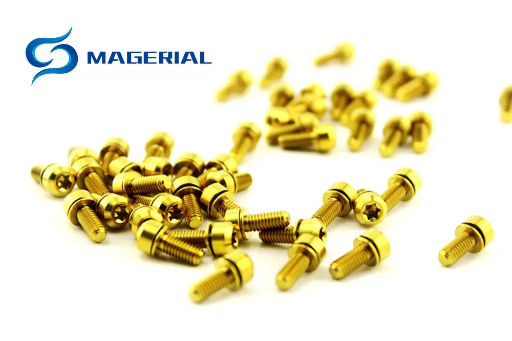 Ti Bolt M4 10 12 16 20 мм w/пленительная шайба титановые болты Золотой Радужный цвет конусовидный винт для верховой езды 6 шт