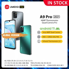 UMIDIGI A9 Pro 2021 Android 11 RAM 8 GO 128 GO Smartphone 48MP IA Matrice Quad Caméra Helio P60 Octa Core 6.3 "FHD + Affichage 4150mAh