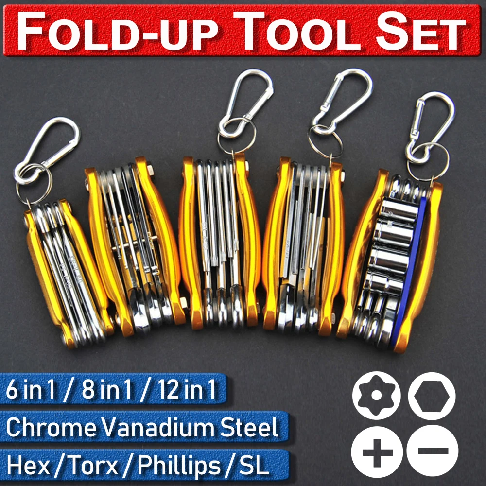 

Tamperproof PH Socket Slotted Precision Folding Screwdriver Screwdriver 6/8/12Pcs CrV Steel Phillips TORX Hex Multifunction