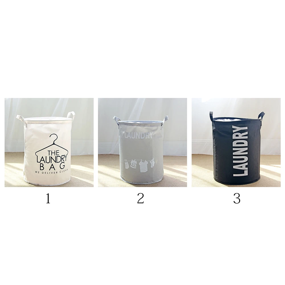 Laundry Basket Linen Cotton Bucket Organizer Durable Cylindrical Drawstring Home Supplies Storage