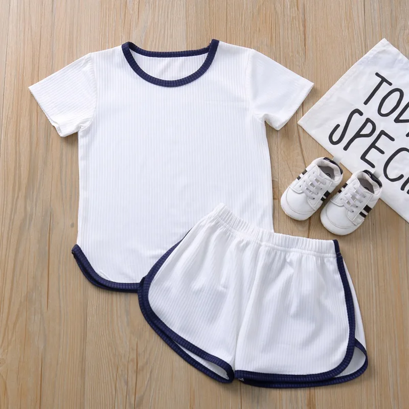 Girls' Suits Summer White Sports Casual Suits Kids Sports Class ...