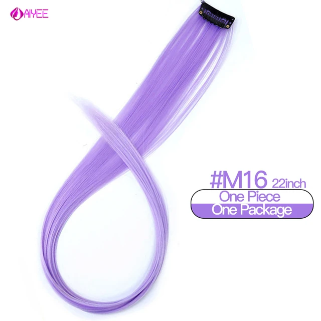 AIYEE Hair Extensions Pure RainBow Hairpiece Clip In Hair Piece Synthetic Long Straight Ombre Pink Red Rainbow Hair Piece 16