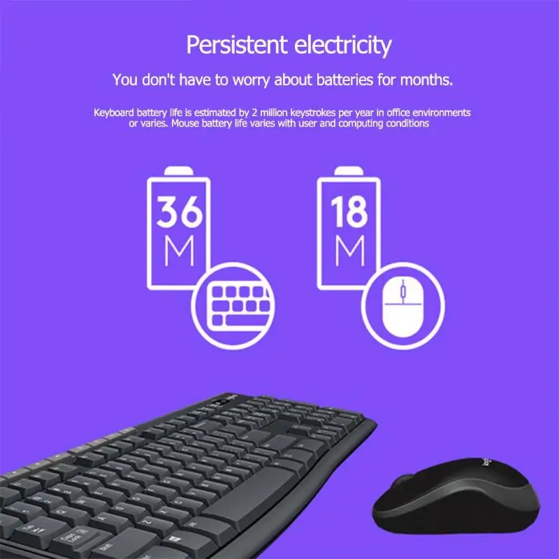 Черный Logitech MK270 2,4G Беспроводной Мышь+ клавиатура комбинированный набор для настольного компьютера ноутбука - Цвет: Черный
