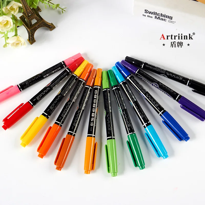 colored Dual Tip fast dry permanent sign marker pens for fabric metal quality fineliner for drawing 12pcs permanent marker pen marker pens color marker pens permanent marker permanent markers pen marker paint marker pen markers pen marker pen acrylic paint markers