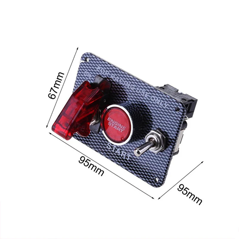 30A Carbon car modification LED one-button start illuminated ignition switch Car circuit modification 5-in-1 combination switch