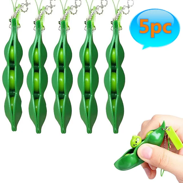 5pcs Fidget Toys Pack Portachiavi Decompression Edamame Toys Squishy Squeeze Peas Beans Keychain Cute Stress Adult Toy Key chain 1