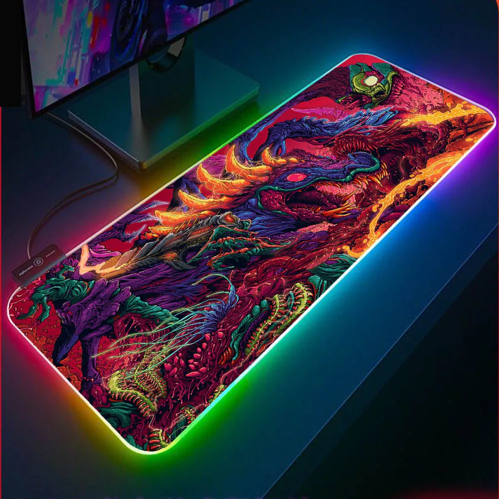 

XGZ Hyperbeast CS GO Wallpapers Gaming Mouse Pad XXL Large Gaming Expansion MousePad RGB Laptop Pad LED Keyboard Pad Gaming Desk