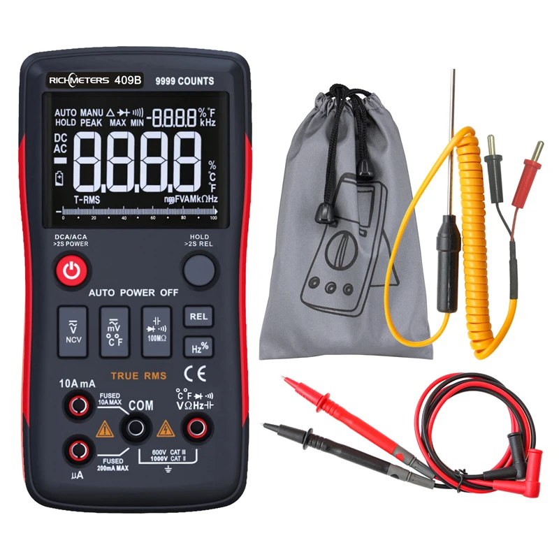 RM409B Digital Multimeter Button 9999 Counts Analog Bar Graph AC/DC Voltage Ammeter Current Ohm Auto/Manual