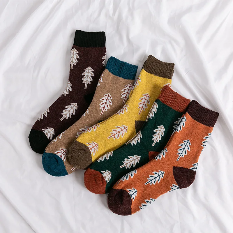 

10pair/lot Fashion Christmas Tree Branch Wool Rabbit fur Winter Thick Warm for Cute pattern Sweet Girl Women Crew Socks