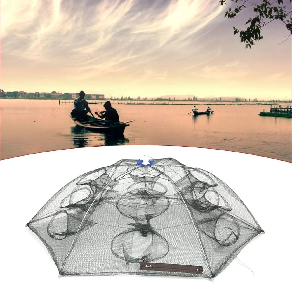 

Automatic Telescopic Foldable Crab Net with 4-6 Sides 4-12 Holes Shrimp Green Folding Catching Net Hexagon Shape Drop Shipping