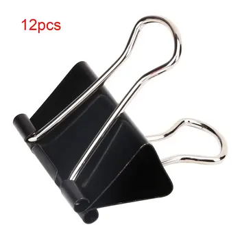 

12pcs/lot Practical Black Metal Portable Clamp Clips Long Tail Clips Solid Tickets Clips Accessory Elliot folder Power clip