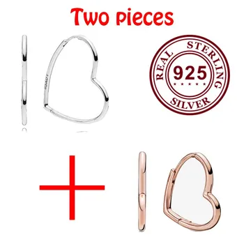 

100% 925 Sterling Silver Pan Earring Fashion Silver And Rose Gold Heart Pan Earrings For Women Wedding Gift Fashion Jewelry
