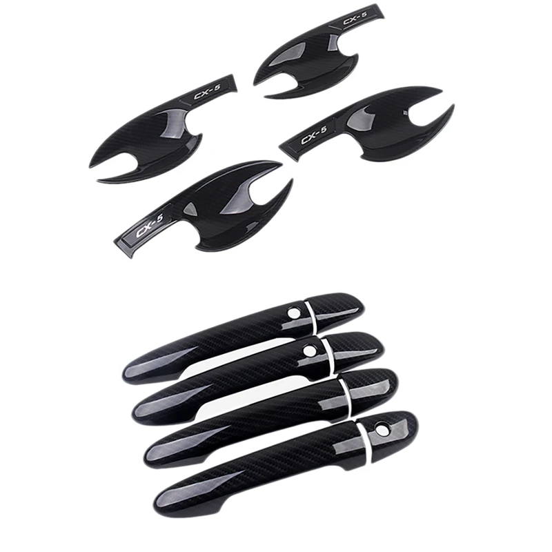 Carbon Fiber Car Door Handle Cover With Bowl Trim For MAZDA CX-5 CX5 KF 2017 2018 2019 2020 | Аксессуары для салона