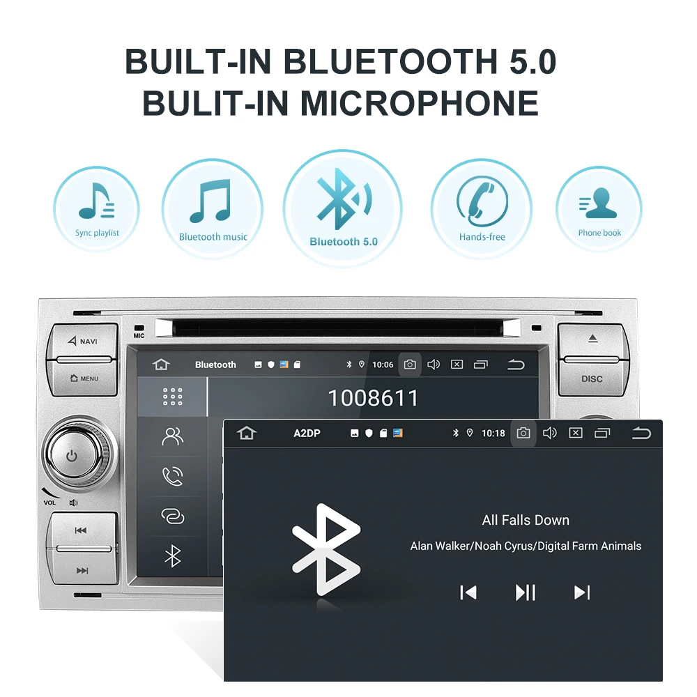 Isudar PX6 2 Din Android 10 GPS Авторадио 7 дюймов для Ford/Mondeo/Focus/Transit/C MAX/S MAX/Fiesta автомобильный