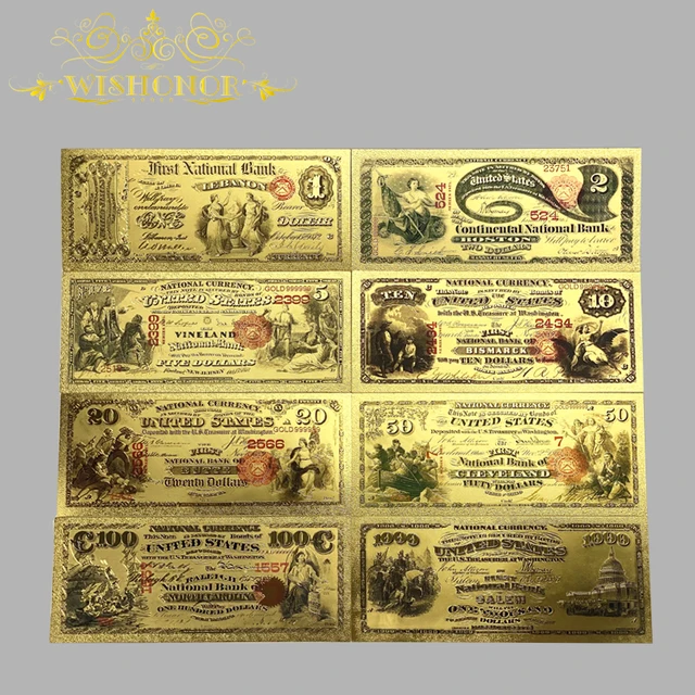 Az 1875 -Ös America Banknote Dollar 24 Ezer Arany És Ezüst Bevont Hamis Papírpénz A Gyűjtéshez