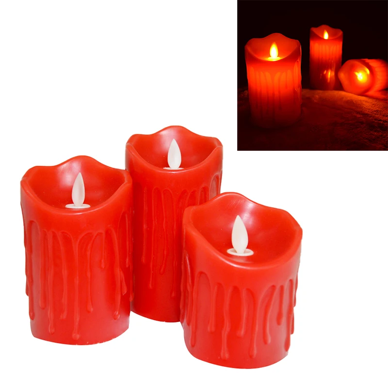 3Pcs Candle Lights Home Decoration Holders Accessories Church Christmas Gifts